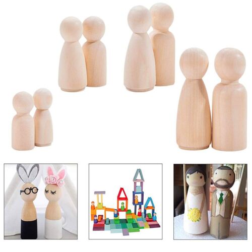50 Pack Wooden Peg Doll with Storage Case for DIY Crafts Arts, Different Shapes - Picture 3 of 7