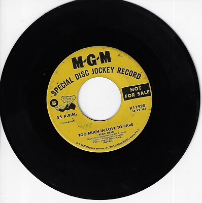 ALAN DEAN TOO MUCH IN LOVE TO CARE/LADDER OF LOVE USED 7'' VG PROMO