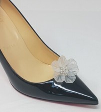 White Matte Color Flower Shoe Clips, Shoe Accessory