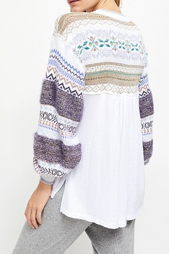 Free People Women's White Cozy Cottage Half Zip Sweater M NWT - Picture 5 of 7