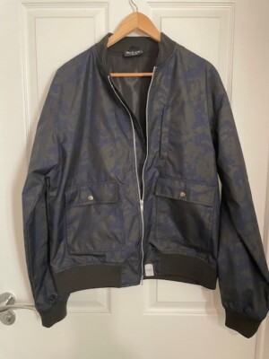 Nicce Mens Large Blue and Green design Zip up Bomber Jacket