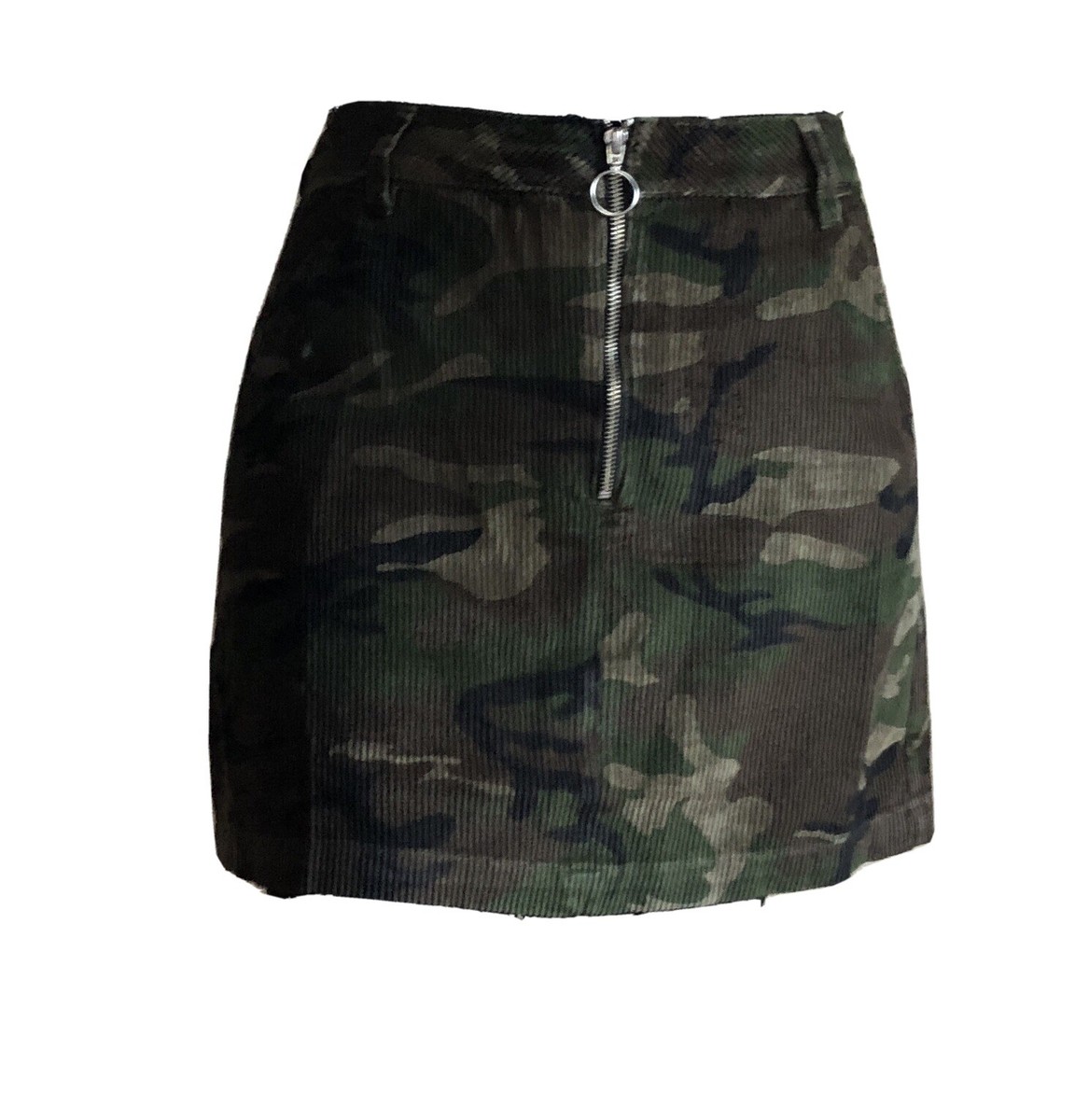 NEW EX TOP SHOP WOMAN'S KHAKI CAMO CORD MINI SKIRT SIZES 4-16