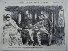 Railway URBANE PASSENGER WHO IS GOVERNMENT CLERK Original 1861 Victorian Print