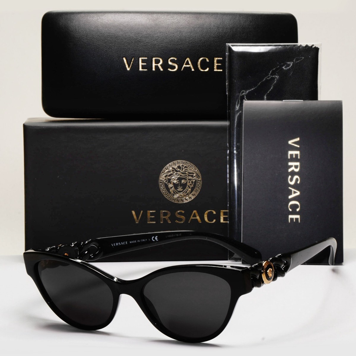 Versace Sunglasses Black Gold Medusa Chain Cat Eye MOD VE  display picture 1