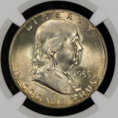 1953-S 50c Franklin Half Dollar - Light Speckled Toning - NGC MS 66 - SKU-T967