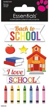 Crafts Stickers 3D Back To School House Love Crayons Books Apple Star