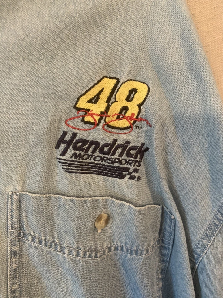 Vintage Chase Authentics Shirt XL Blue Denim Jimmie Johnson Long Sleeve Mens * - Изображение 2 из 4