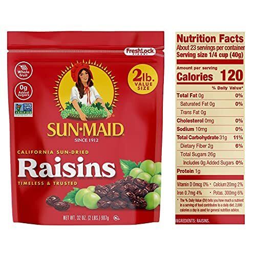 Sun-Maid California sonnengetrocknete Rosinen - (2er Pack) 32 Unzen wiederverschließbarer Beutel - getrocknet Fr - Bild 4 von 11
