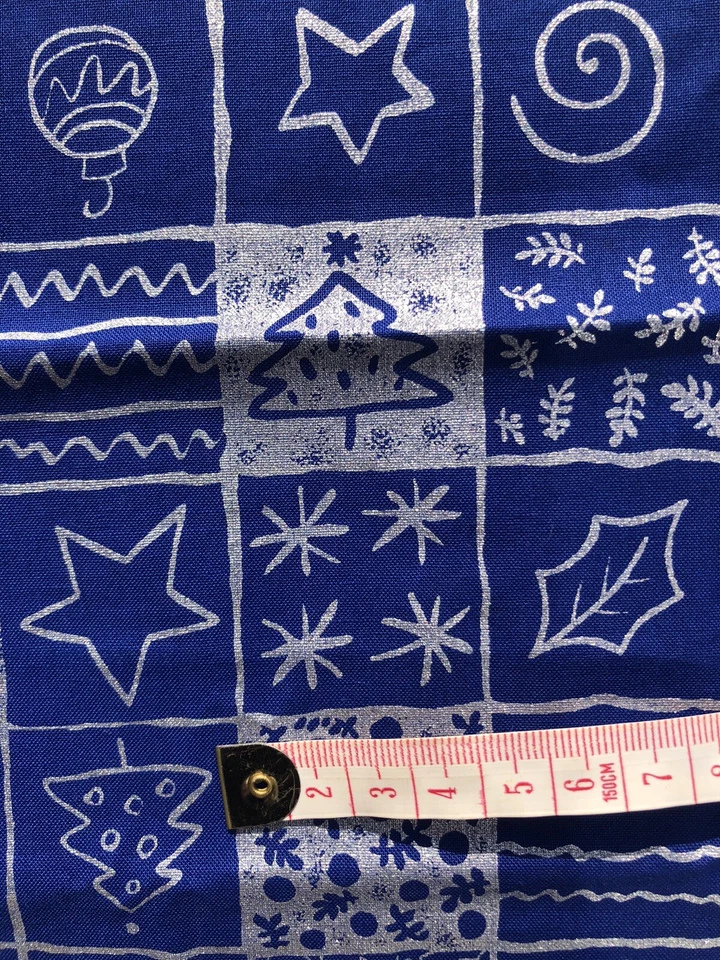 fabric Panels Quilt Christmas Blue With Silver Sparkle Patchwork 2x( 52 X32cm) - Image 4 of 4