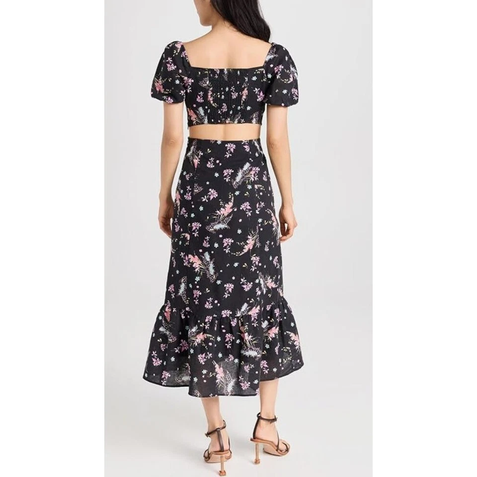 Vestido para mujer PAIGE talla 12 linh floral calado negro mezcla de lino/algodón múltiple Foto 4 de 4