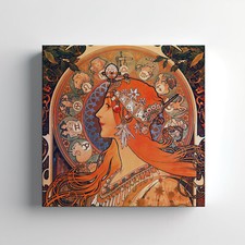 Alphonse Mucha Zodiac Woman Canvas Print Wall Art, Home Decor Wall Hanging