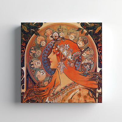 Alphonse Mucha Sternzeichen Frau Leinwandbild Wandbild, Wohndeko Wandbehang