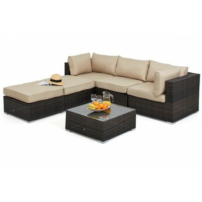Seattle Rattan Outdoor Garden Furniture Brown Sofa Set ...