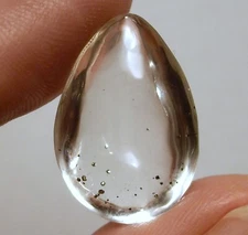 Polished Quartz Teardrop with Tiny Pyrite Crystals Inside 19.1cts