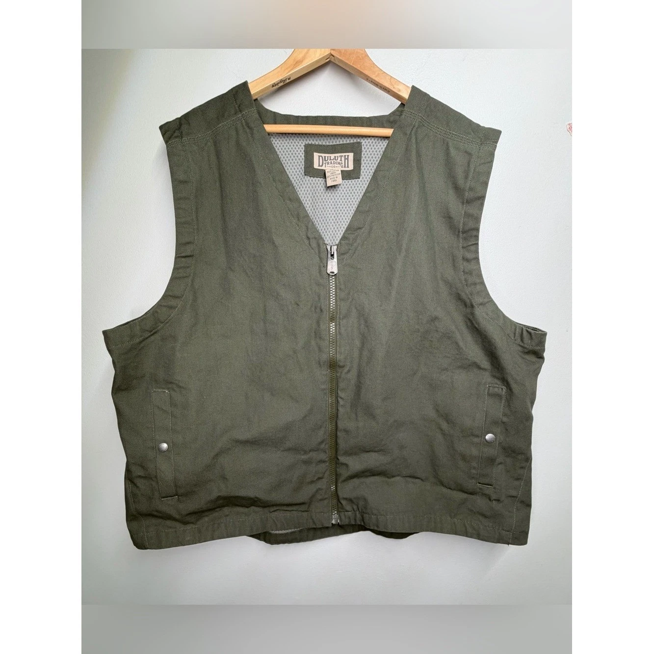 Duluth Trading Utility Fishing Vest 3XL Olive Canvas Mesh Lined Field Vest Plus