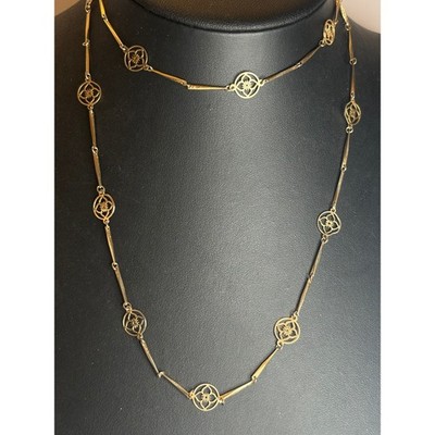 Vintage Avon Necklace Flower Lace 1979 Gold Tone 26''