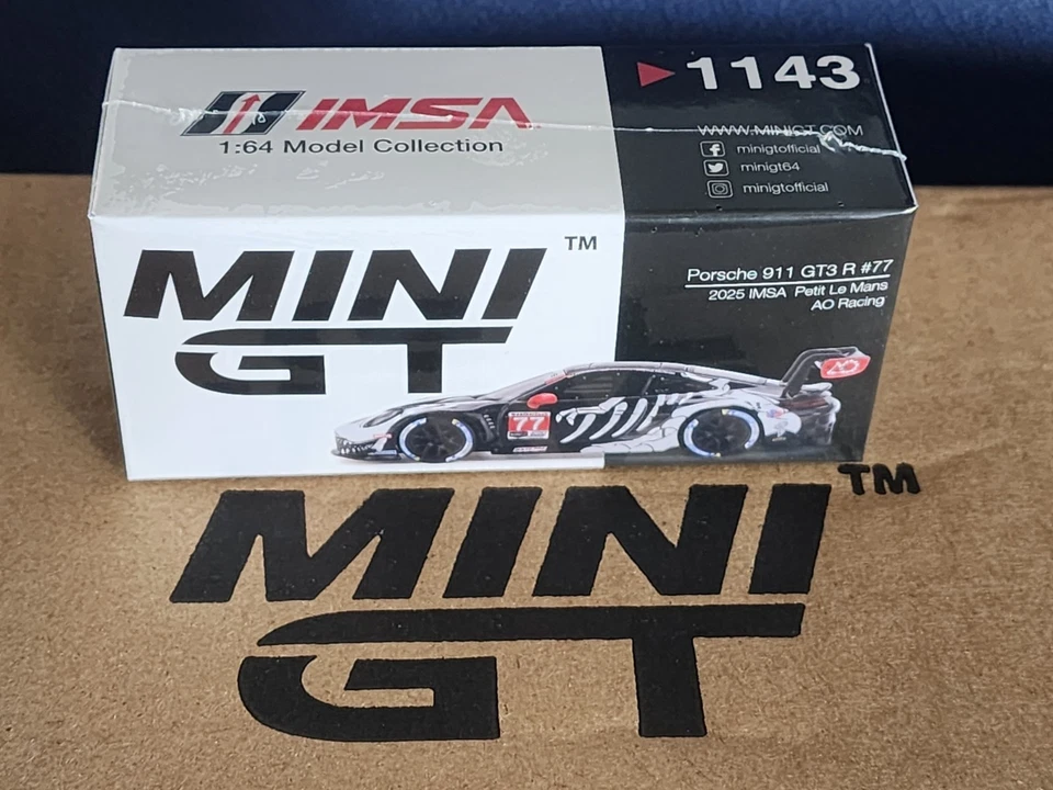 MiniGT AO Racing Porsche 911 GT3 R #77 Skeleton Rexy IMSA Petit Le Mans MGT01143 - Image 1 of 1