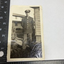 Vintage WW2 US Army Soldier Black White Photo 1940s Military Portrait