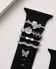 Rhinestone Flower Butterfly Ring Metal Charms for Apple Watch Band Watch Band 