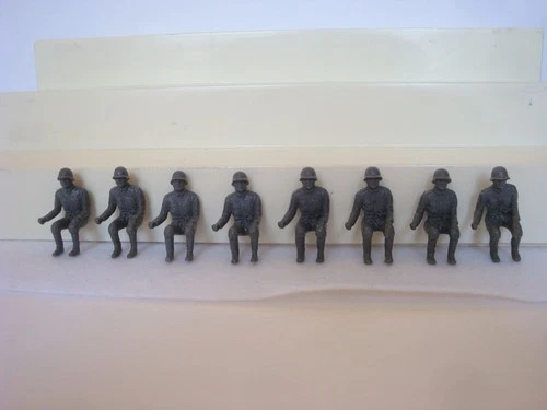 Marx  Desert Fox / Complete Matched Set of 8 Seated Dark Grey Germans