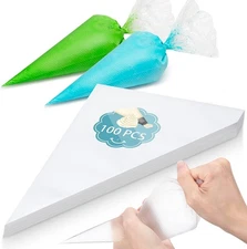100pcs Thick Disposable Icing Piping Bags, Professional Pastry 12 Inch, Clear 