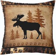 Set of 4 Vintage Bear Throw Pillow Covers,Cabin Deer Hunting Cushion Case for...