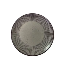 OVER AND BACK Cream Brown Swirl Back to Origins 8.25" Salad Plates Set of 2