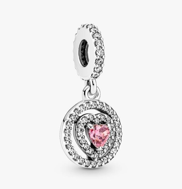 PANDORA Sparkling Double Halo Heart Dangle Charm, #791476C01, Valentine's Gift