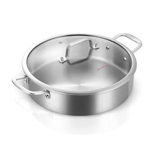 Stainless Steel Pans,6QT Saute Pan,12 inch Everyday 6QT Dual Handles Sliver