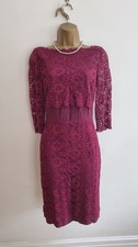 Boden Elegant Wine Coloured Lace Evening Cocktail Dress Size 12