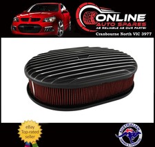 Finned Oval Air Cleaner 11-34x8-14 Black 5-18 Neck Fit Ford Holden V8 Filter Finned Oval Air Cleaner 11-34x8-14 Black 5-18 Neck Fit Ford Holden V8 Filter