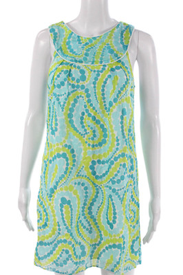 Milly Womens Multicolor Geometric Cotton Shift Dress Sleeveless Size 2