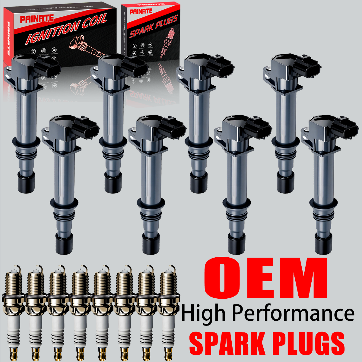 8X Brand OEM Ignition Coil & Iridium Spark Plug For Dodge Dakota Jeep 4.7L UF270