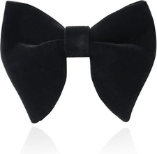 Black Velvet Bow Tie Men Pre-Tied Satin Formal Tuxedo Oversized Big Bowtie