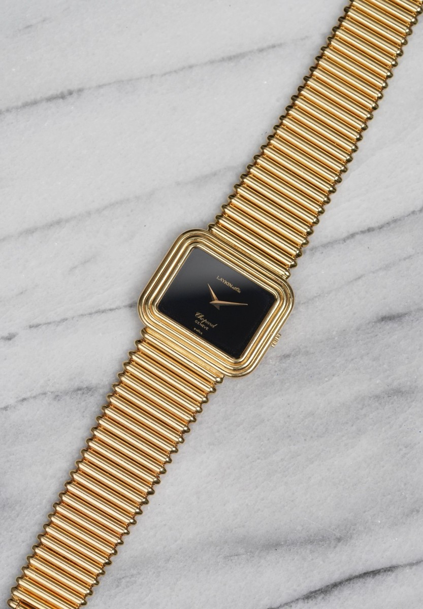 Vintage Chopard Laykin & Co stamped 70s Manual Wind Black Onyx