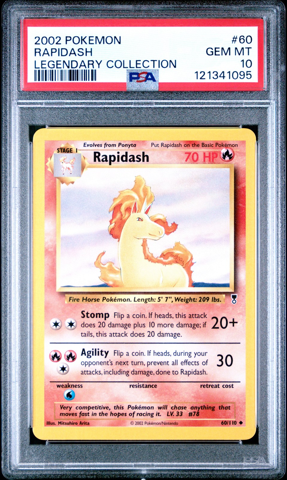 2002 Pokemon Legendary Collection #60 Rapidash PSA 10 GEM MINT NEWLY GRADED!