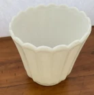 Vintage Milk Glass Flower Pot Vase Scalloped Rim