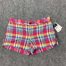 Ralph Lauren Shorts Girls 14 Multicolor Plaid Linen Cotton Chino 3 Inseam Summer