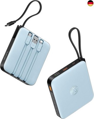 VRURC Power Bank mit Kabel 10000mAh Klein USB C Powerbank Schnelles Aufladen