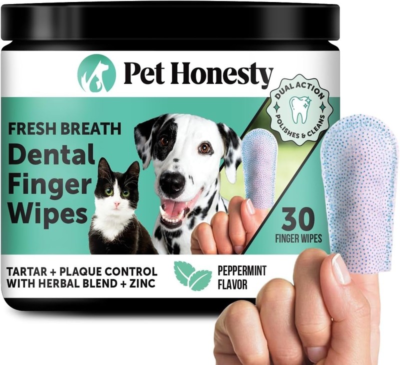 Dental Care for Dogs & Cats- Finger Wipes for Teeth Cleaning Plaque Off 30 count