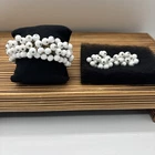 Vintage White Milk Glass Cha Cha Expansion Bracelet & Matching Earrings Japan