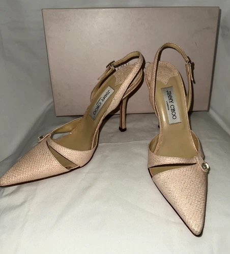 ~(NEW-in-Box) JIMMY CHOO "Tatiana" Karung Glitter Pink High Heel Shoes (38 1/2)~