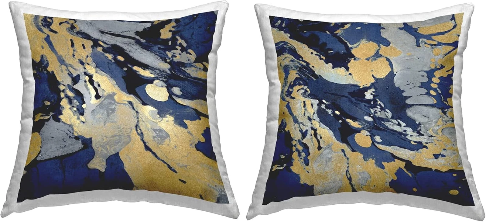 Blue Glam Marbled Forms Throw Pillow Set by Danielle Carson - 2 Pieces