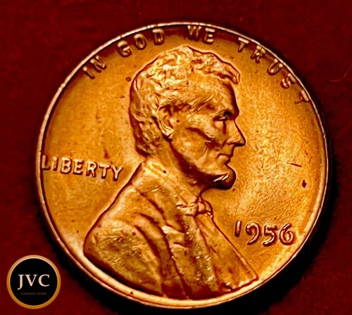 1956 Lincoln Wheat Cent - Beautiful  Red/Brown Luster - Choice AU/UNC JC230