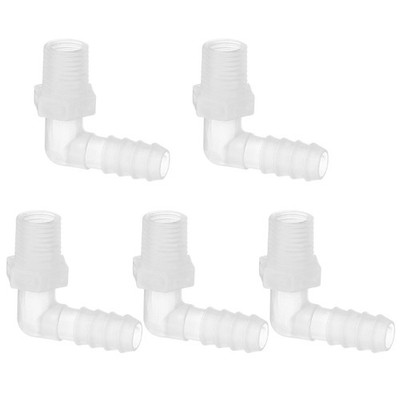 5 Pcs 1/4''G x 5/16'' Hose Barb Fitting L Elbow Fittings, Plastic Barbed Joint