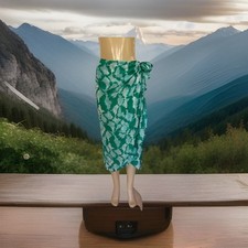NEW ZARA WOMAN GREEN PRINTED KNOTTED MIDI Skirt Tie Dye Waist 27  Small