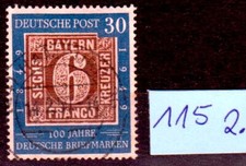 BRD Bund 1949 Mi. 115. 100 Jahre deutsche Briefmarke, Stempel "HAMBURG 14.2.50."