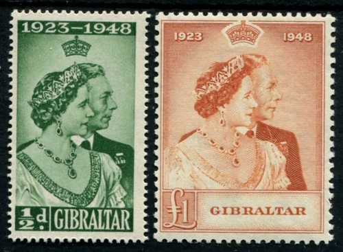 GIBRALTAR 1948 SILVER WEDDING SG134/5 NHM