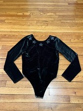 Victorias Secret Sport Green Velvet Star Bodysuit Women's Size Large NWT 49.50