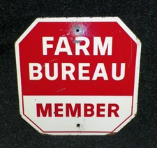 Vintage Farm Bureau & Stop Sign 15" X 15" Metal Sign Dekalb County Illinois
